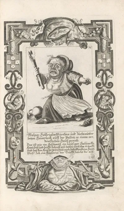 Malper Hollriglin Wurthin Und Zuchtmutter Beym Hunerloch Auff Der Pasten In Einem Verdrieslichen Hausprocess Pl 32