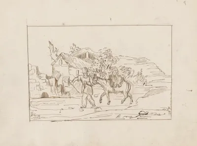 Man And Mule In A Landscape