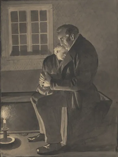 Man And Sleeping Child