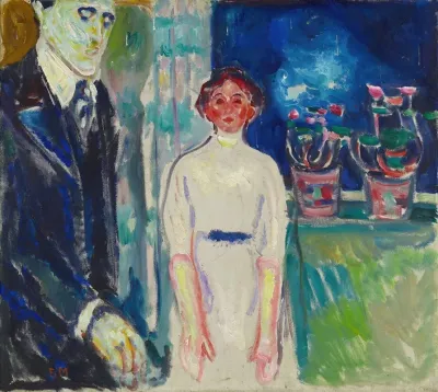 Man And Woman By The Window With Potted Plants
