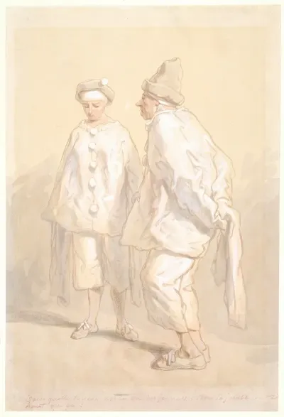 Man And Woman In Masquerade Costume As Punchinello