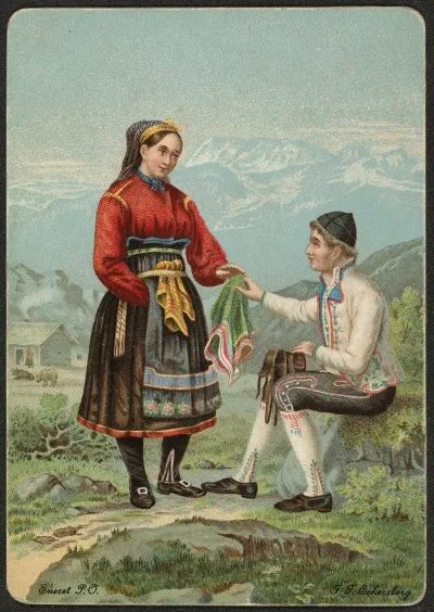 Man And Woman In National Costumes