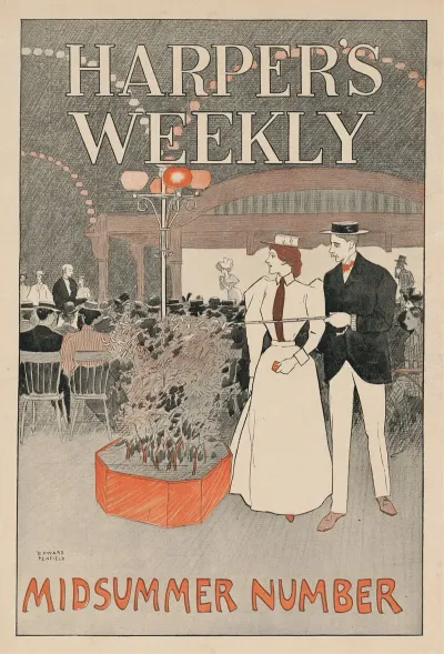 Man And Woman Sit In A Crowded Cafe Looking Over A Crowd With The Man Pointing With A Cane