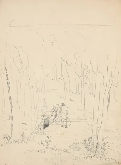 Man And Woman Visiting A Tomb