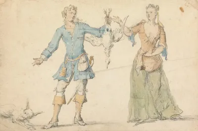 Man And Woman With A Bag Of Game