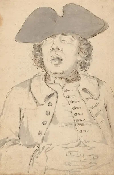 Man Asleep With His Mouth Wide Open And Hands Crossed