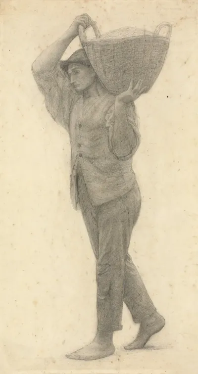 Man Carrying Basket Of Earh