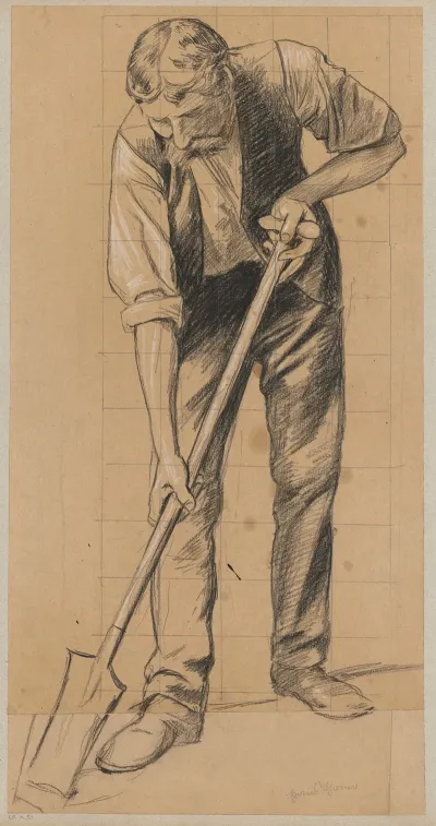 Man Digging With A Spade
