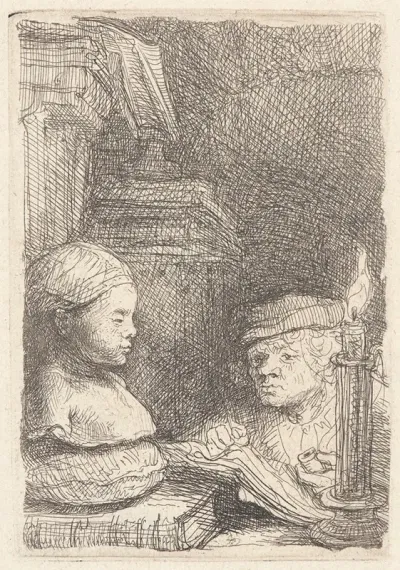 Man Drawing From A Cast