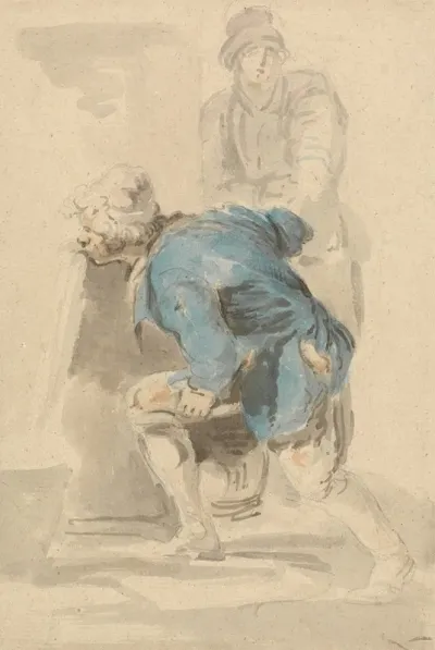 Man Drinking From A Spout