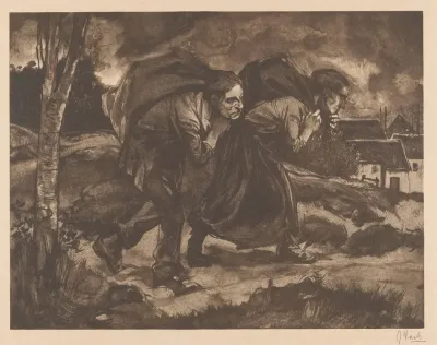 Man En Vrouw Met Zak Op De Rug