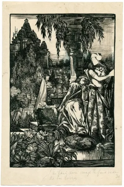 Man En Vrouw Op Oosters Kerkhof