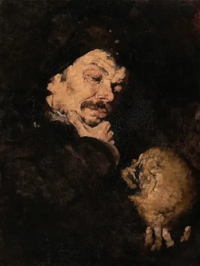 Man Holding A Skull Memento Mori