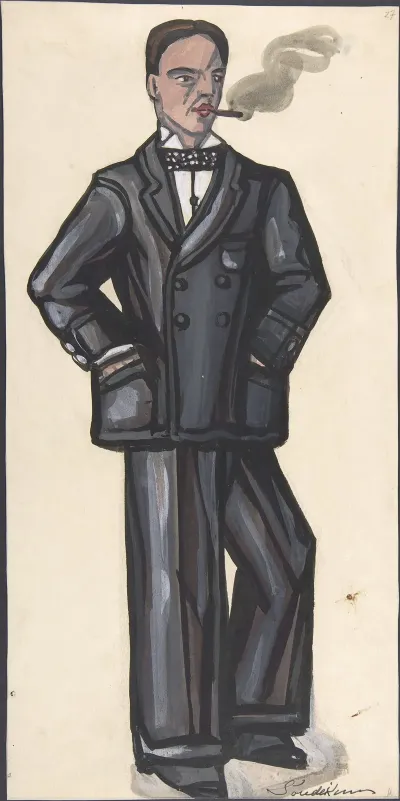 Man In A Black Suit Smoking