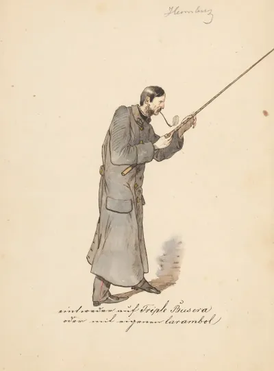 Man In A Long Military Coat With A Stick