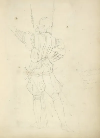 Man In Breeches And Doublet With Sword Viewed From The Back