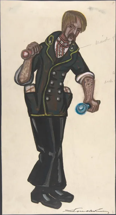 Man In Jacket With Yellow Braid Trim