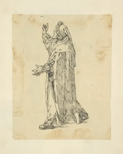 Man In Robe And Hood Gesturing