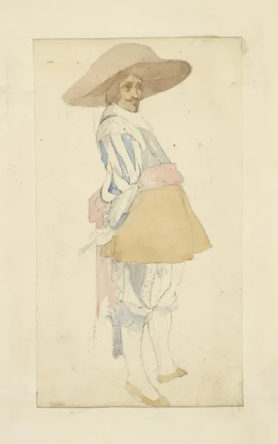 Man In Wide Brimmed Hat Doublet And Breeches