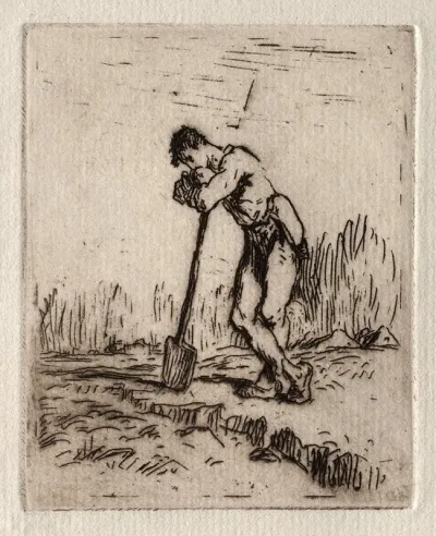 Man Leaning On A Spade
