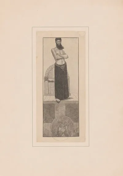 Man Met Baard Voor Een Troon Boven Christus Aan Het Kruis