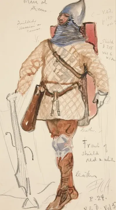 Man Of Arms Costume Sketch For Henry Irvings Planned Production Of King Richard Ii