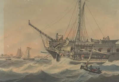 Man Of War And Shipping Off The Coast