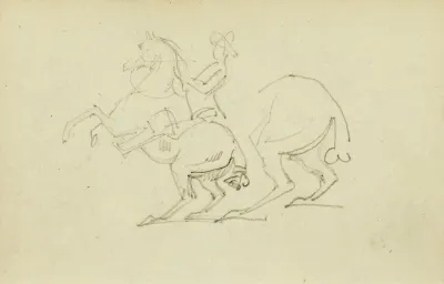 Man On A Rearing Horse Study Of Hind Legs Of Horse