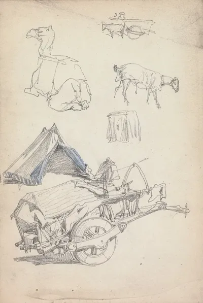 Man On Cart And Animals