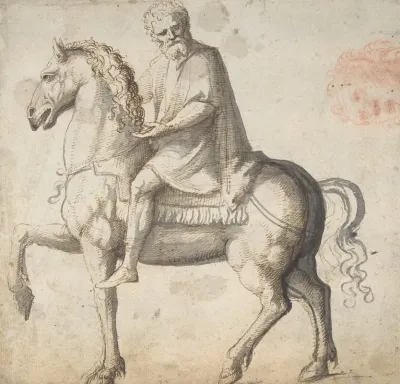 Man On Horseback Study Of A Mans Head