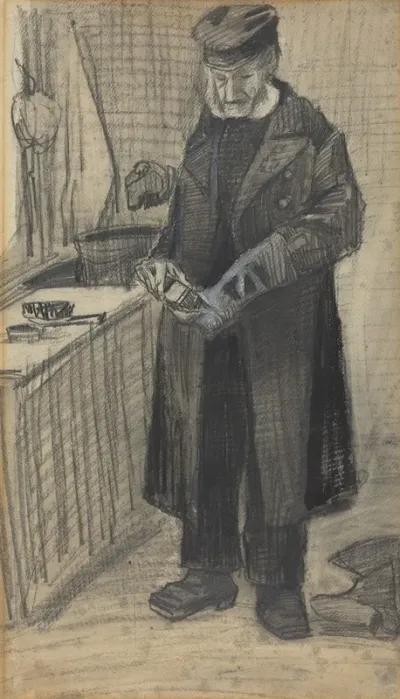 Man Polishing A Boot