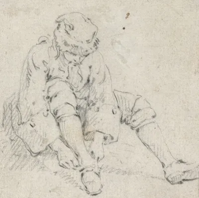 Man Pulling On His Shoe