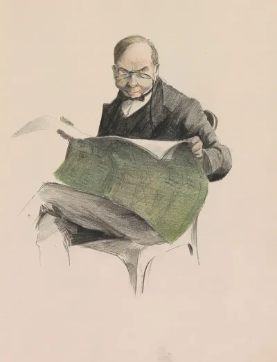 Man Reading Newspaper In A Chair