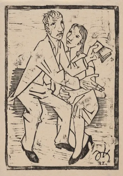 Man Reading Poems To A Woman On A Park Bench