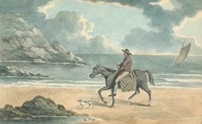 Man Riding A Horse On The Beach
