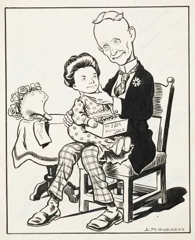 Man Seated On A Chair With Child Sized Woman On His Lap Holding Candies