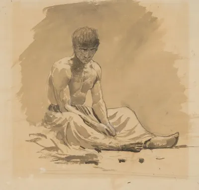 Man Sitting Half Naked