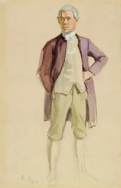 Man Standing In Rococo Attire F E Sillanpaa