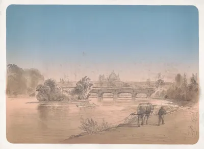 Man Walking With Mule On A Footpath Along The Shore Of The Schuylkill River