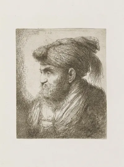 Man With Beard And Mustache Wearing A Tasseled Headdress