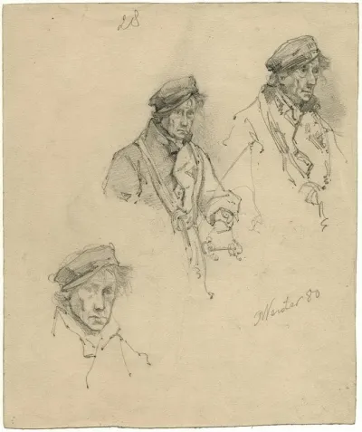 Man With Cap And Coat Three Studies
