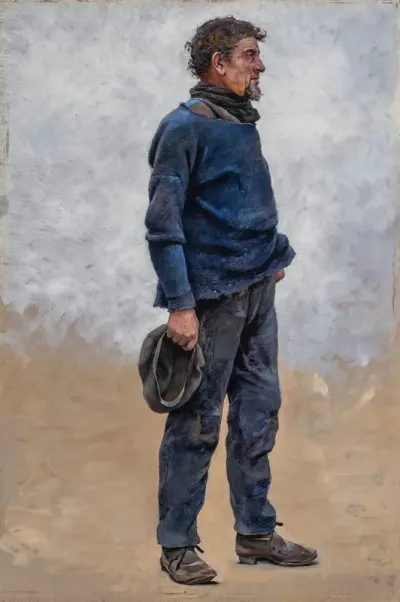 Man With Cap In Hand