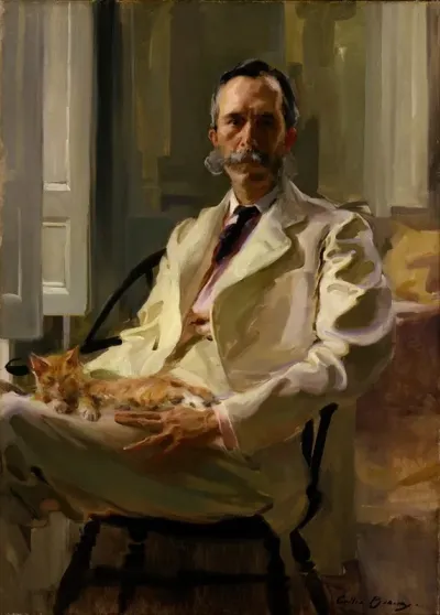 Man With The Cat Henry Sturgis Drinker