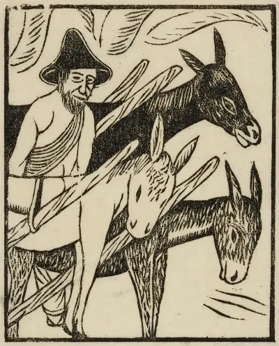 Man With Three Donkeys