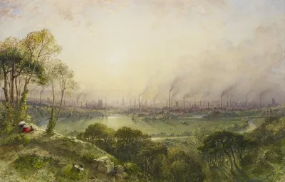 Manchester From Kersal Moor With Rustic Figures And Goats