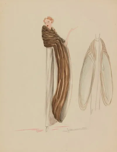 Manteau Blanc A Manches Evasees Bordees De Fourrure Brune 2