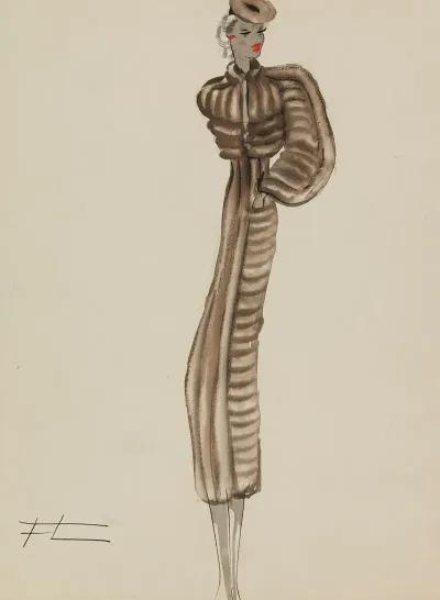 Manteau Brun Long Avec Travail En Bandes