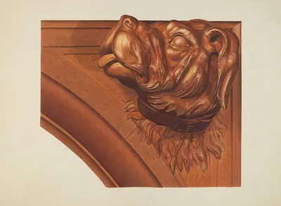 Mantle Carving Dogs Head