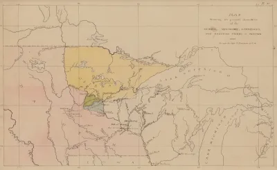 Map Showing The Present Boundaries Of The Ojibwa Menomonee Winnebago And Dakotah Tribes Of Indians 1851