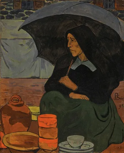 Marchande De Poterie Au Parapluie